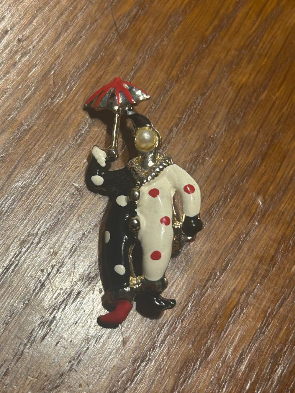 Vintage Pearl Face Clown Pin